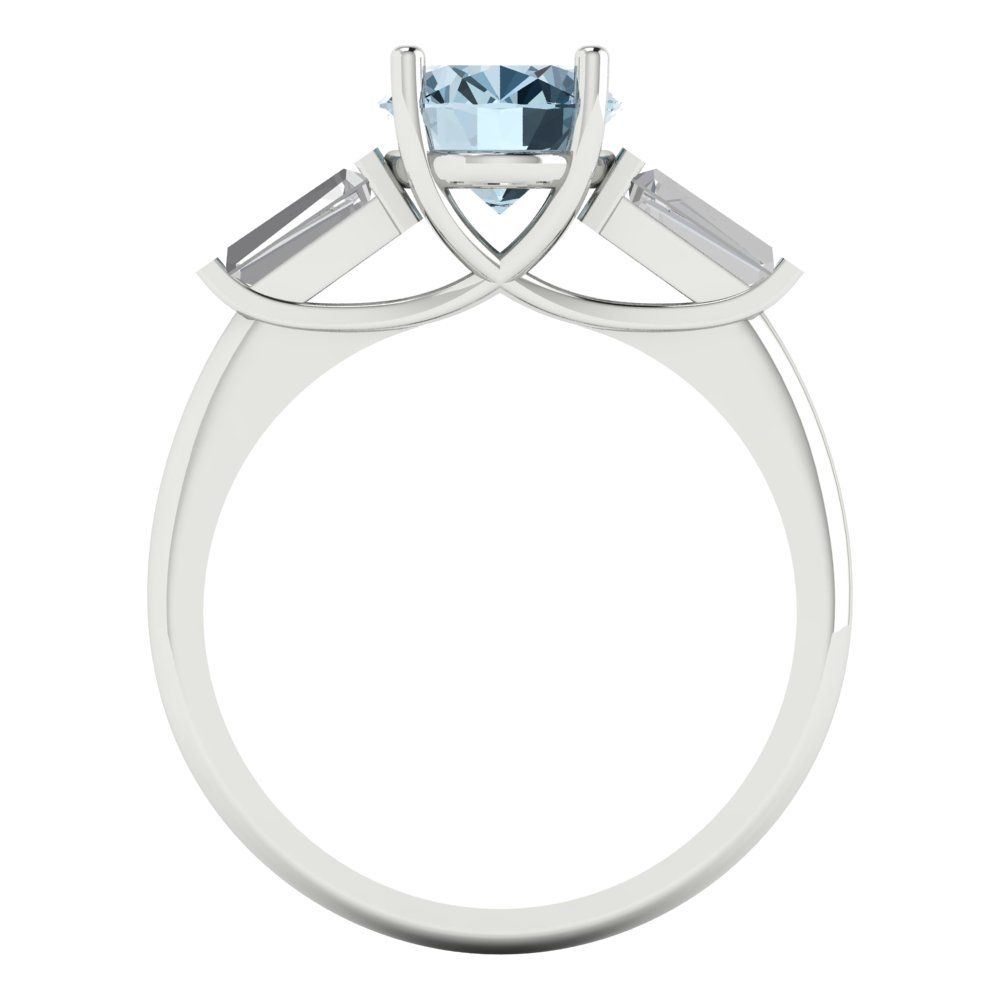 2.5 cttw Natural Swiss Blue Topaz Three-Stone Engagement Ring - Solid Gold (Oval Cut,9x7mm)