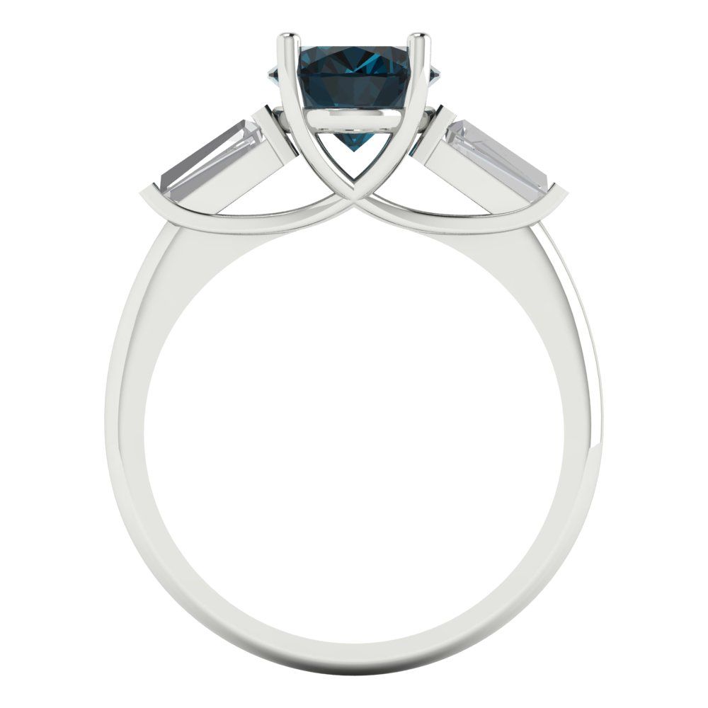 2.5 cttw Natural London Blue Topaz Three-Stone Engagement Ring - Solid Gold (Oval Cut,9x7mm)