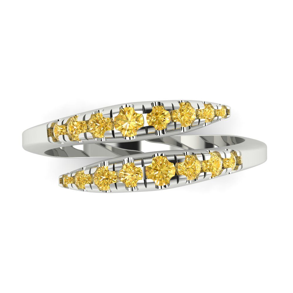 0.235 cttw Simulated Yellow Diamond Round Cut White Gold Eternity Wedding Band