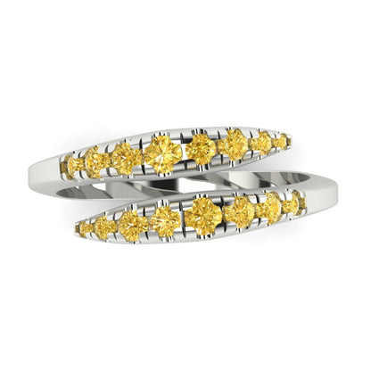 0.235 cttw Simulated Yellow Diamond Round Cut White Gold Eternity Wedding Band