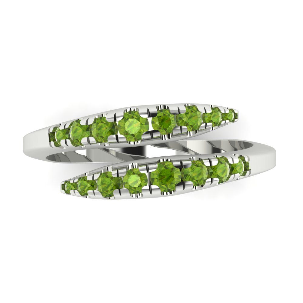 0.235 cttw Natural Peridot Round Cut White Gold Eternity Wedding Band