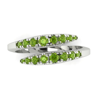 0.235 cttw Natural Peridot Round Cut White Gold Eternity Wedding Band