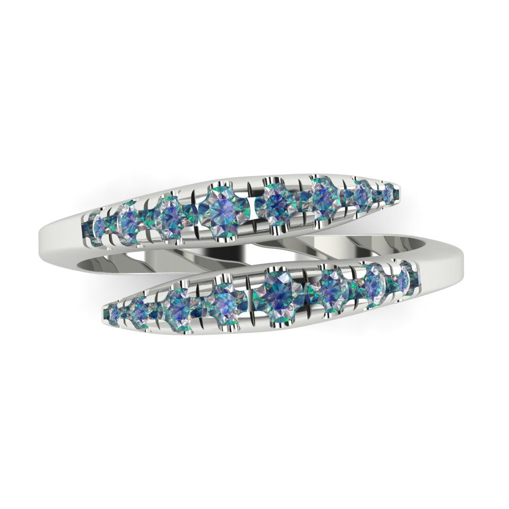 0.235 cttw Blue Moissanite Round Cut White Gold Eternity Wedding Band