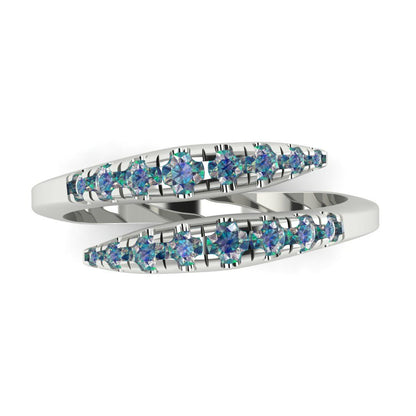 0.235 cttw Blue Moissanite Round Cut White Gold Eternity Wedding Band