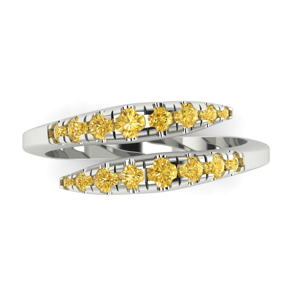 0.235 cttw Natural Citrine Round Cut White Gold Eternity Wedding Band