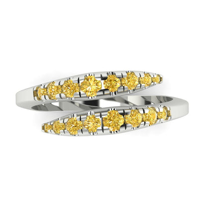 0.235 cttw Natural Citrine Round Cut White Gold Eternity Wedding Band