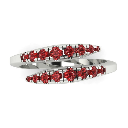 0.235 cttw Natural Garnet Round Cut White Gold Eternity Wedding Band