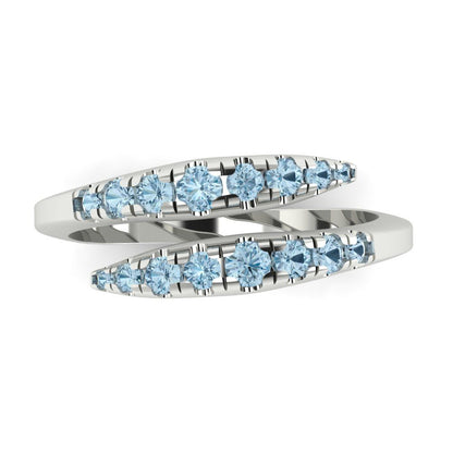 0.235 cttw Natural Sky Blue Topaz Round Cut White Gold Eternity Wedding Band