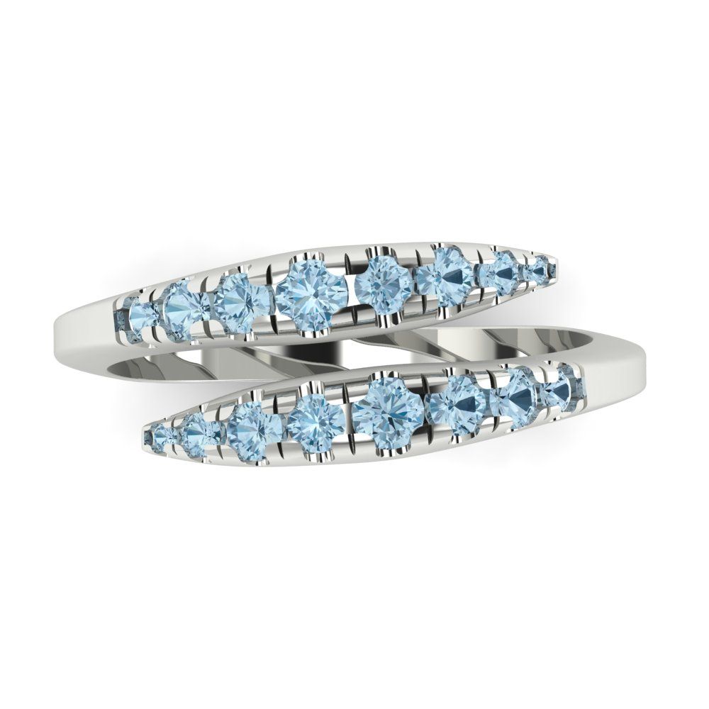 0.235 cttw Natural Swiss Blue Topaz Round Cut White Gold Eternity Wedding Band
