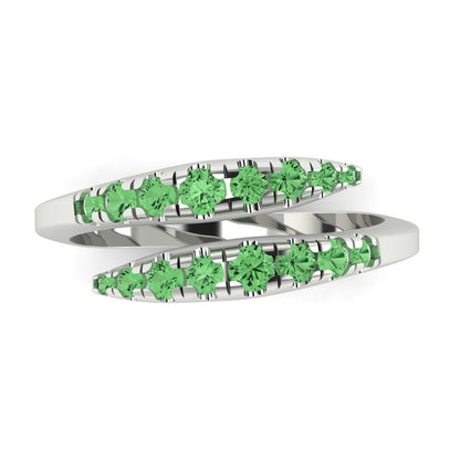 0.235 cttw Simulated Green Diamond Round Cut White Gold Eternity Wedding Band