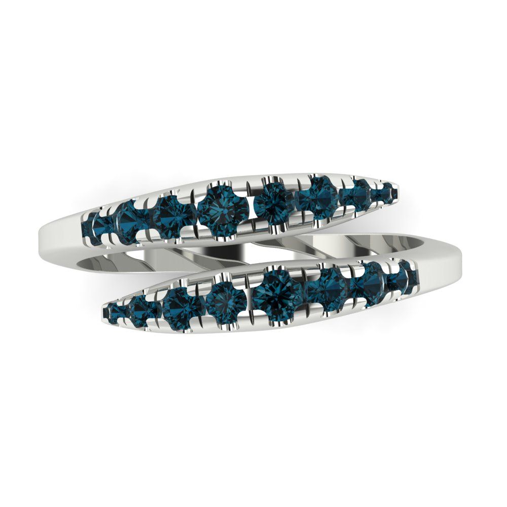 0.235 cttw Natural London Blue Topaz Round Cut White Gold Eternity Wedding Band
