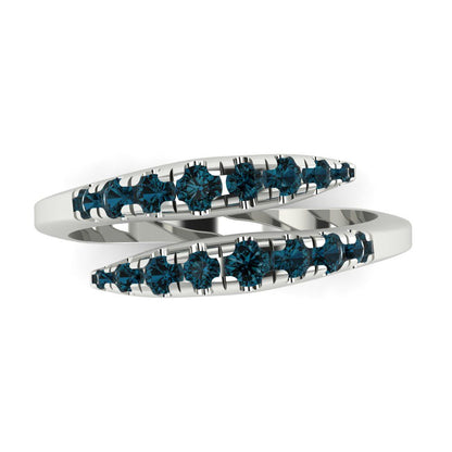 0.235 cttw Natural London Blue Topaz Round Cut White Gold Eternity Wedding Band