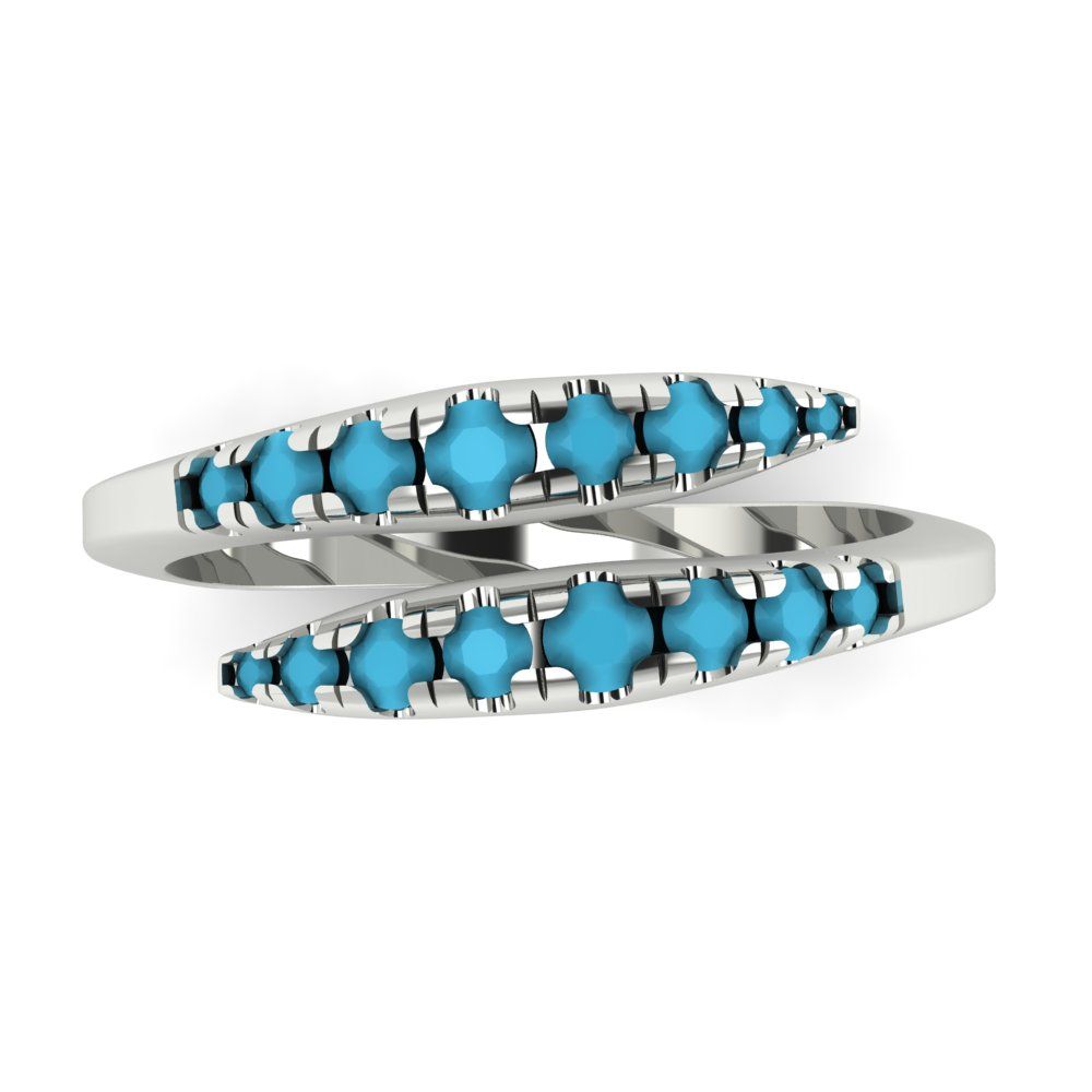 0.235 cttw Simulated Turquoise Round Cut White Gold Eternity Wedding Band