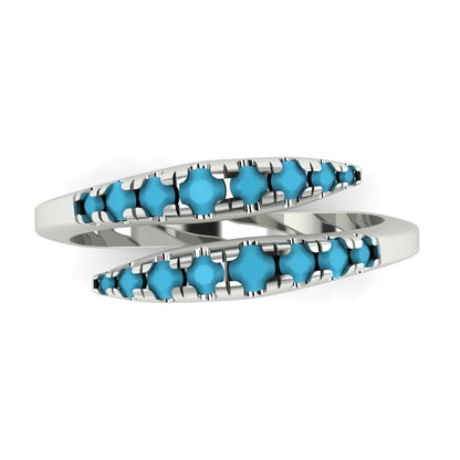 0.235 cttw Simulated Turquoise Round Cut White Gold Eternity Wedding Band