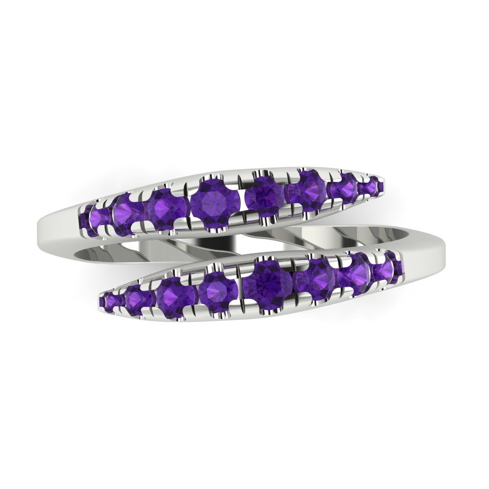0.235 cttw Natural Amethyst Round Cut White Gold Eternity Wedding Band