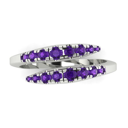 0.235 cttw Natural Amethyst Round Cut White Gold Eternity Wedding Band