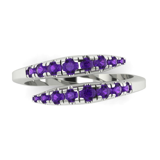 0.235 cttw Natural Amethyst Round Cut White Gold Eternity Wedding Band
