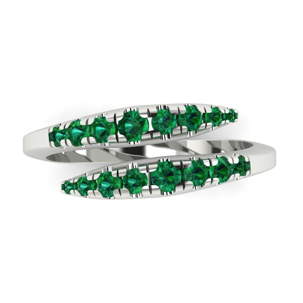 0.235 cttw Simulated Emerald Round Cut White Gold Eternity Wedding Band
