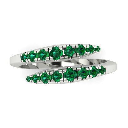 0.235 cttw Simulated Emerald Round Cut White Gold Eternity Wedding Band
