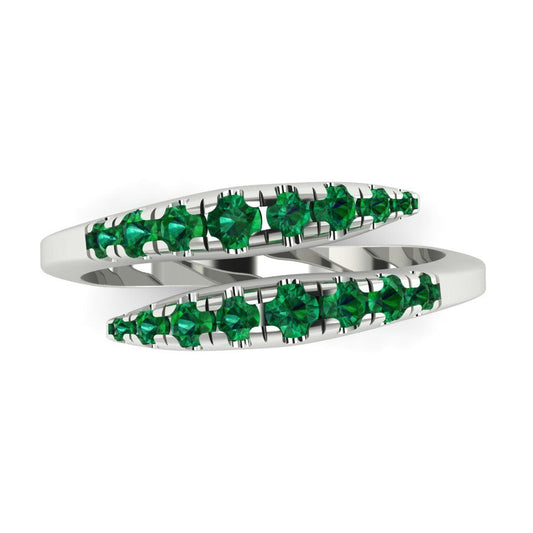 0.235 cttw Simulated Emerald Round Cut White Gold Eternity Wedding Band