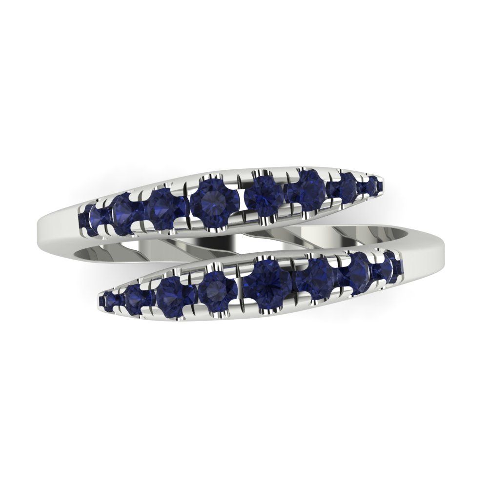 0.235 cttw Simulated Blue Sapphire Round Cut White Gold Eternity Wedding Band