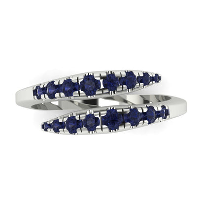 0.235 cttw Simulated Blue Sapphire Round Cut White Gold Eternity Wedding Band