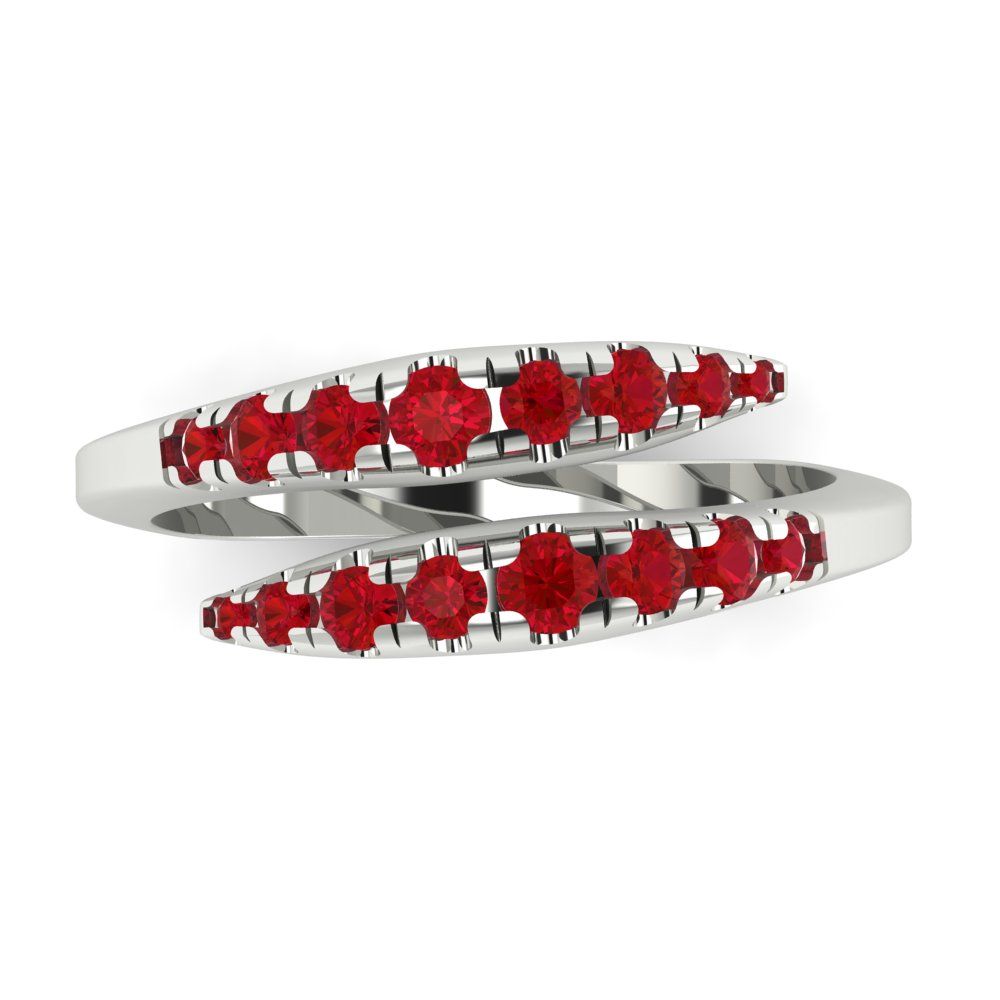 0.235 cttw Simulated Ruby Round Cut White Gold Eternity Wedding Band
