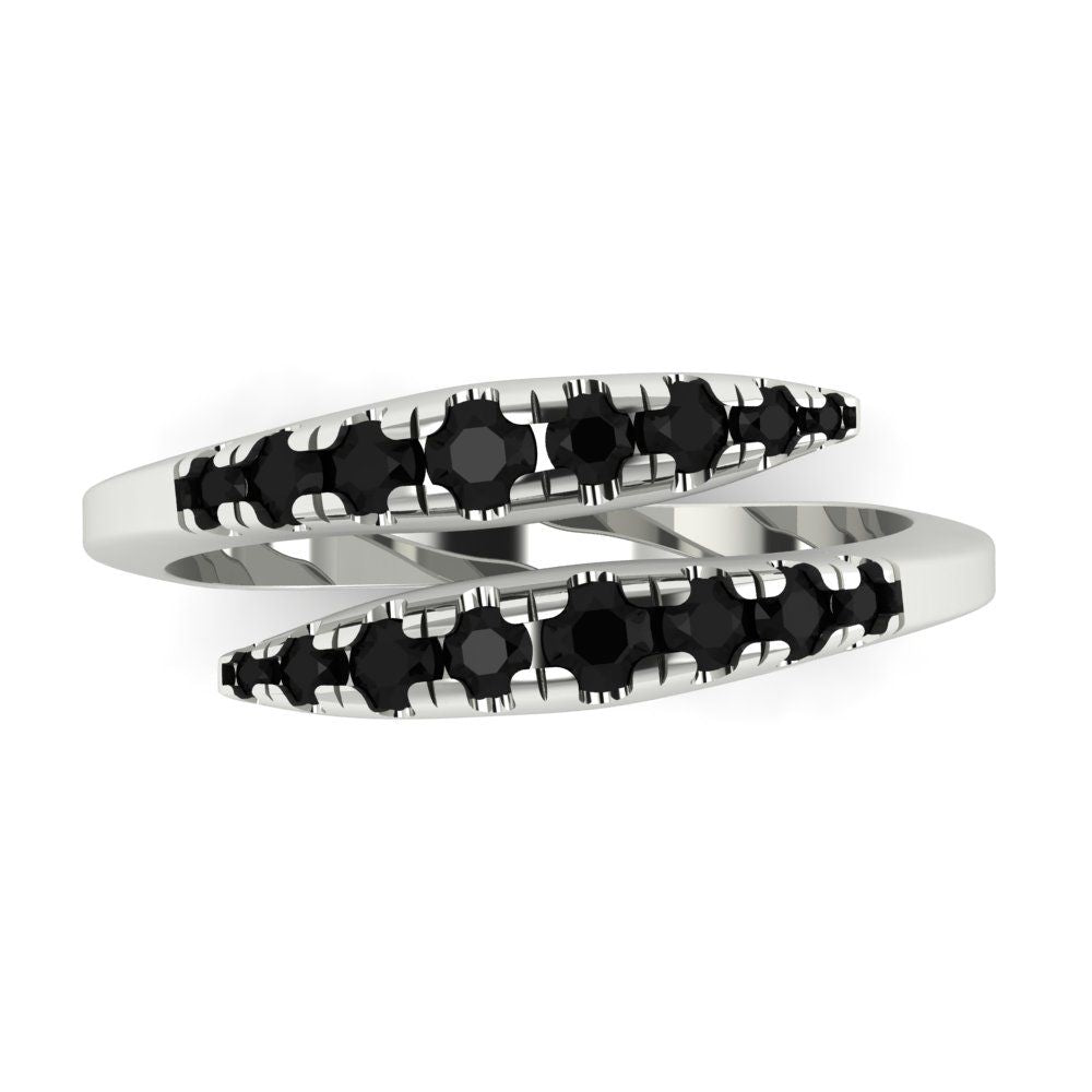 0.235 cttw Natural Onyx Round Cut White Gold Eternity Wedding Band