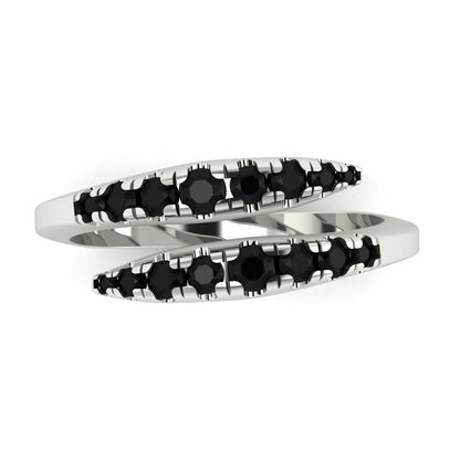 0.235 cttw Natural Onyx Round Cut White Gold Eternity Wedding Band