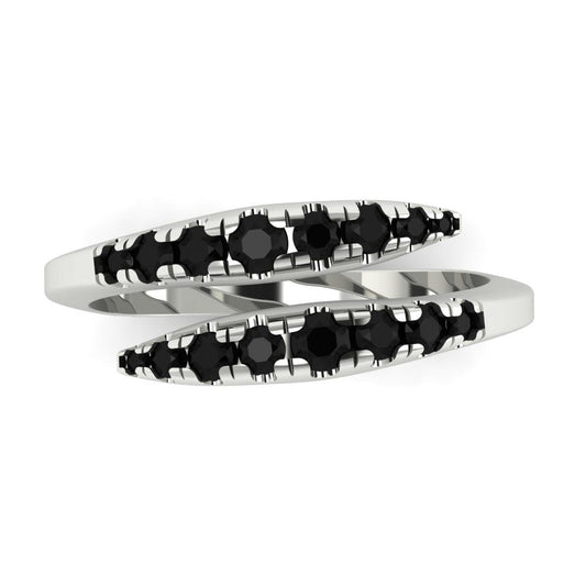 0.235 cttw Natural Onyx Round Cut White Gold Eternity Wedding Band