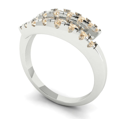 0.235 cttw Natural Morganite Round Cut White Gold Eternity Wedding Band