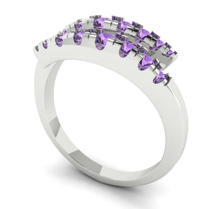 0.235 cttw Simulated Alexandrite Round Cut White Gold Eternity Wedding Band