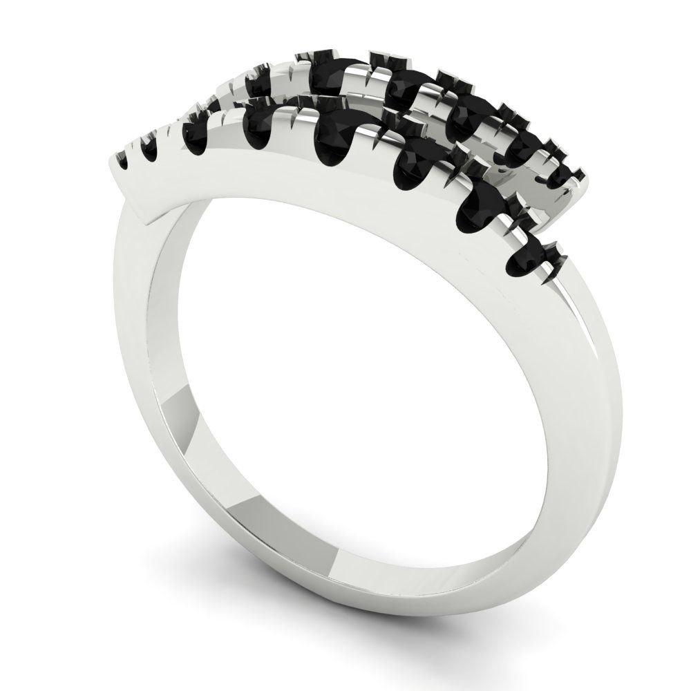 0.235 cttw Natural Onyx Round Cut White Gold Eternity Wedding Band