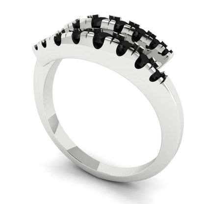 0.235 cttw Natural Onyx Round Cut White Gold Eternity Wedding Band