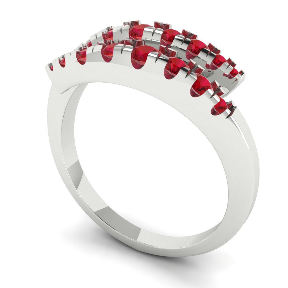 0.235 cttw Simulated Ruby Round Cut White Gold Eternity Wedding Band