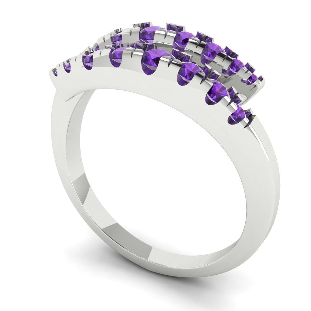 0.235 cttw Natural Amethyst Round Cut White Gold Eternity Wedding Band
