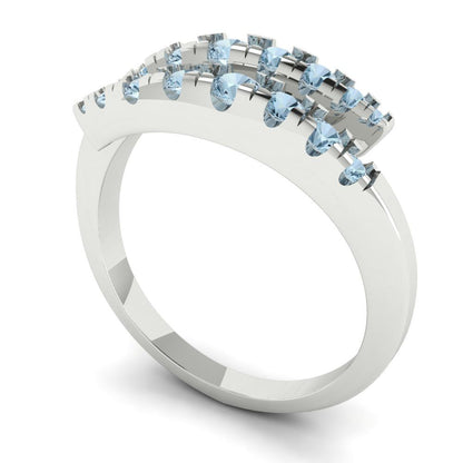 0.235 cttw Natural Sky Blue Topaz Round Cut White Gold Eternity Wedding Band