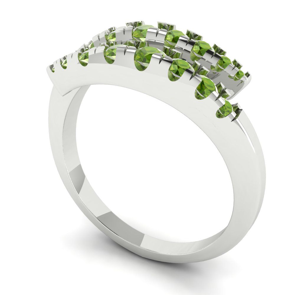 0.235 cttw Natural Peridot Round Cut White Gold Eternity Wedding Band