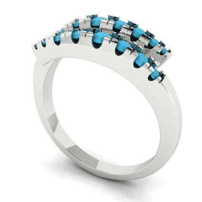 0.235 cttw Simulated Turquoise Round Cut White Gold Eternity Wedding Band