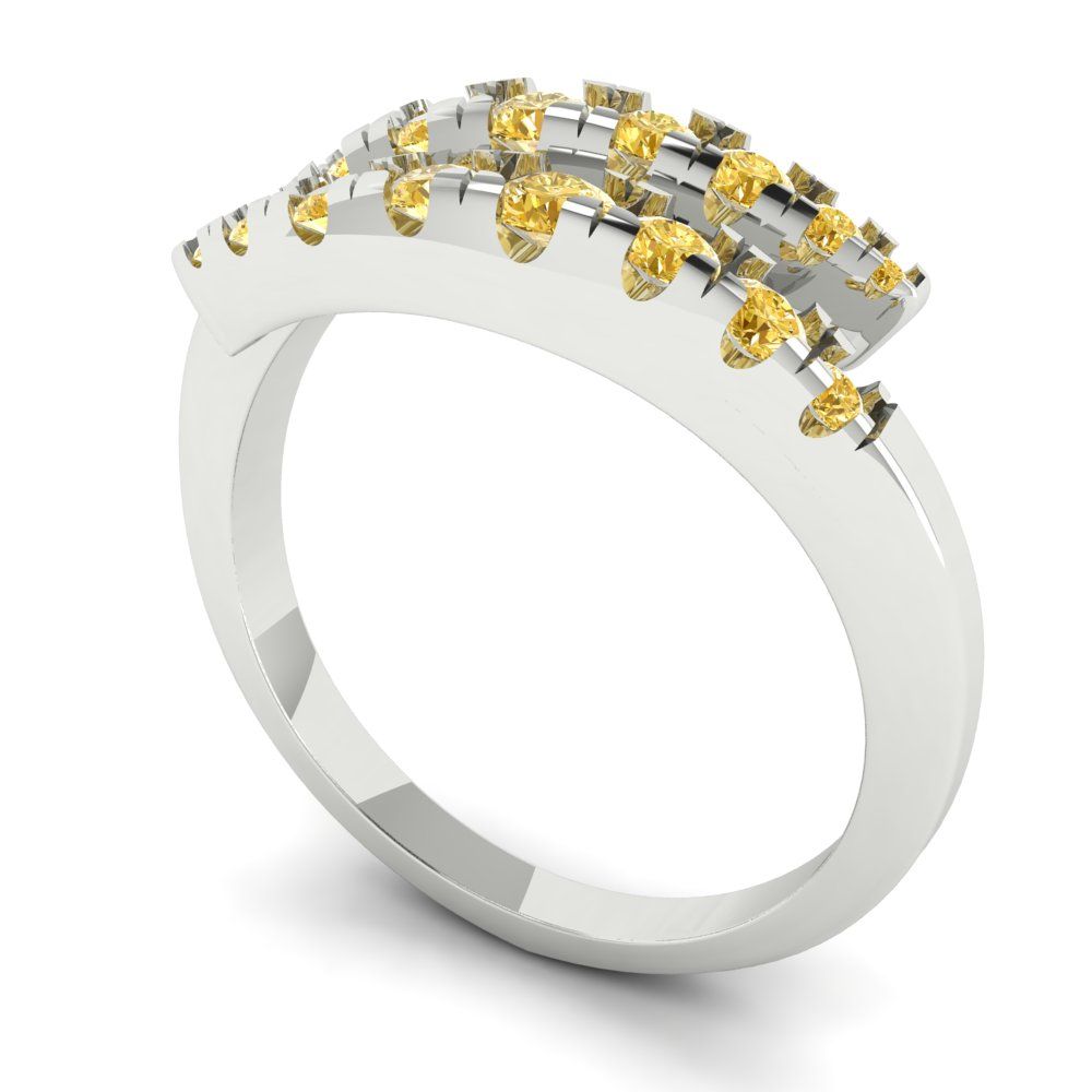 0.235 cttw Yellow Moissanite Round Cut White Gold Eternity Wedding Band