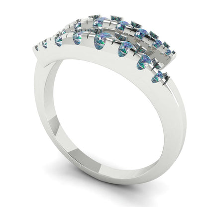 0.235 cttw Blue Moissanite Round Cut White Gold Eternity Wedding Band