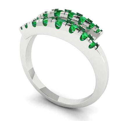 0.235 cttw Simulated Emerald Round Cut White Gold Eternity Wedding Band