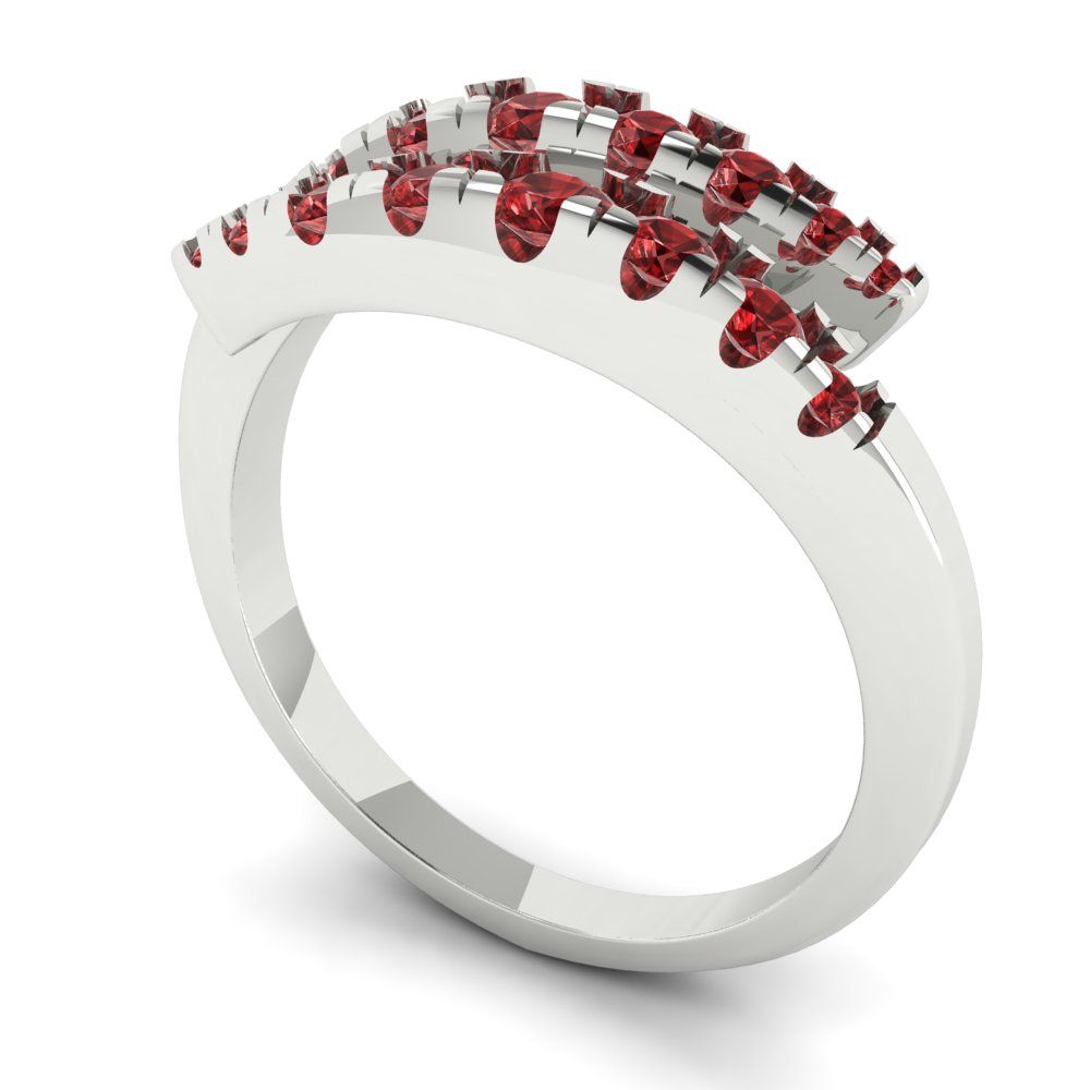 0.235 cttw Natural Garnet Round Cut White Gold Eternity Wedding Band