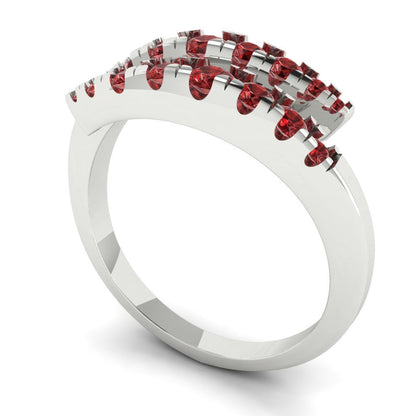 0.235 cttw Natural Garnet Round Cut White Gold Eternity Wedding Band