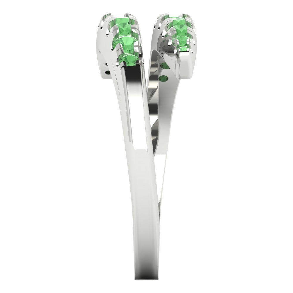 0.235 cttw Simulated Green Diamond Round Cut White Gold Eternity Wedding Band