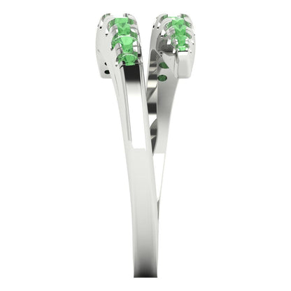 0.235 cttw Simulated Green Diamond Round Cut White Gold Eternity Wedding Band