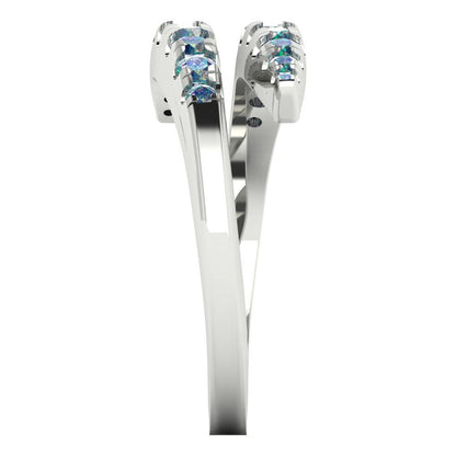 0.235 cttw Blue Moissanite Round Cut White Gold Eternity Wedding Band
