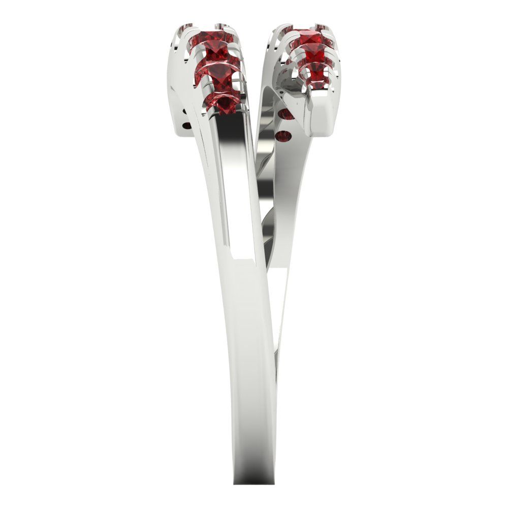 0.235 cttw Natural Garnet Round Cut White Gold Eternity Wedding Band