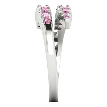 0.235 cttw Simulated Pink Diamond Round Cut White Gold Eternity Wedding Band