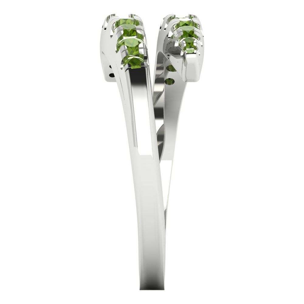 0.235 cttw Natural Peridot Round Cut White Gold Eternity Wedding Band